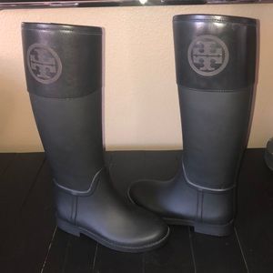 Tory Burch black matte rainboots